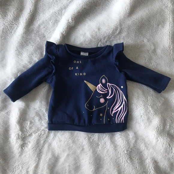 Carter’s Unicorn Sweater Navy Blue Crewneck 3months - Picture 2 of 7